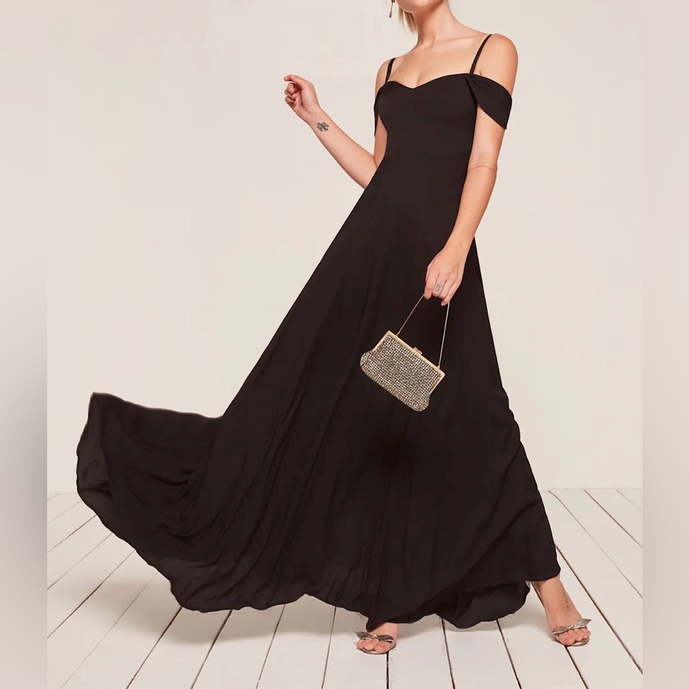 Reformation Petite Poppy Evening Gown | Black | Size 6P | Orig Price $428.00